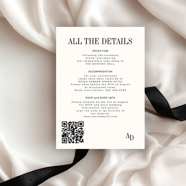 Classic elegant ivory old money wedding details enclosure card (Creator Uploaded)