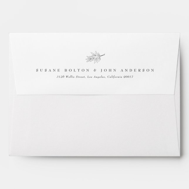 Classic Elegant Light Floral Return Address  Envelope (Back (Top Flap))