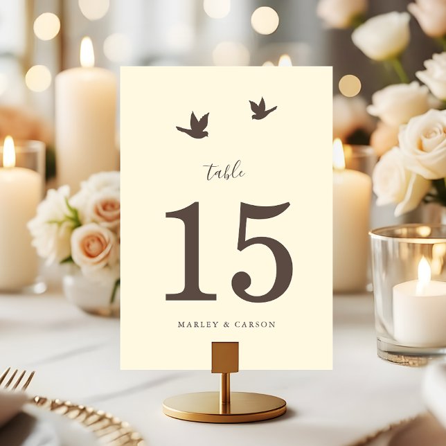 Classic Elegant Love Birds Ivory Wedding Table Number (Creator Uploaded)
