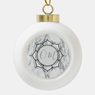Classic Elegant Marble OM    Ceramic Ball Christmas Ornament