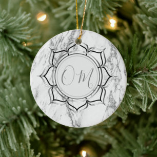 Classic Elegant Marble OM Ceramic Ornament