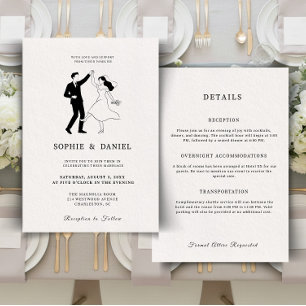 Classic Elegant Minimalist Hand Drawn Line Details Invitation