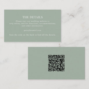 Classic Elegant Minimalist Wedding Dusty Sage RSVP Enclosure Card