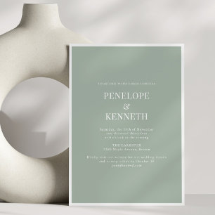 Classic Elegant Minimalist Wedding Dusty Sage RSVP Invitation