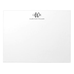 Classic Elegant Modern 3 Monogram Initial Script Notepad
