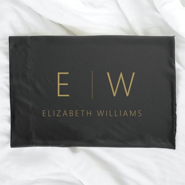 Classic Elegant Modern Minimalist Black Gold Pillowcase (Creator Uploaded)