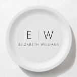 Classic Elegant Modern Minimalist Black White Paper Plate<br><div class="desc">Elevate your dining experience with our Classic Elegant Modern Minimalist Monogram Plate. Meticulously designed, this plate seamlessly blends timeless sophistication with contemporary minimalism, adding a touch of refined elegance to your table settings. Crafted with precision and attention to detail, this plate is more than just dinnerware; it's a personalized statement...</div>