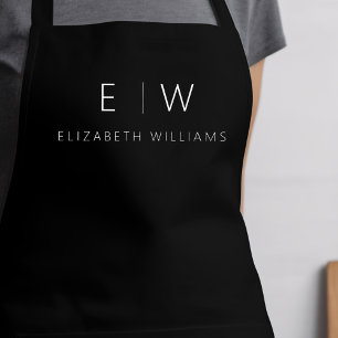 Classic Elegant Modern Minimalist Monogram Name Apron