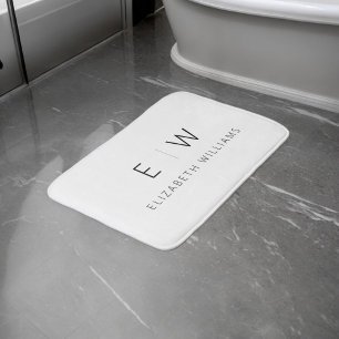 Classic Elegant Modern Minimalist Monogram Name Bath Mat