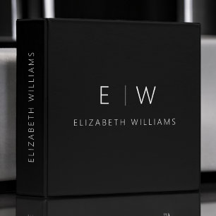Classic Elegant Modern Minimalist Monogram Name Binder