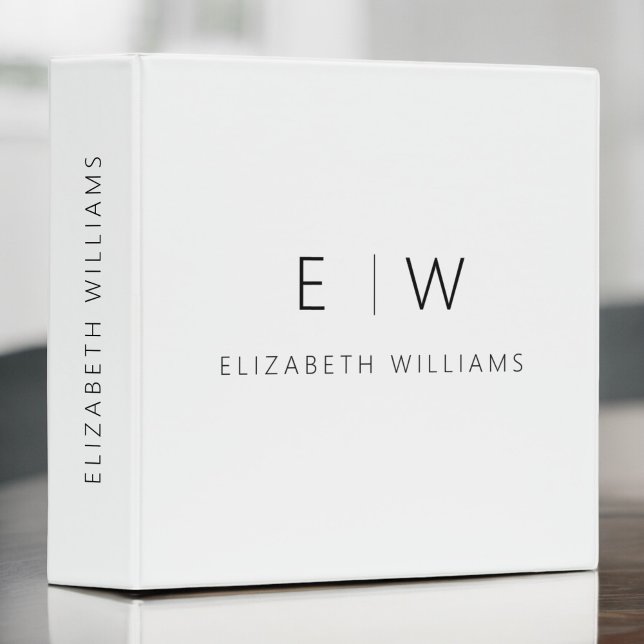 Classic Elegant Modern Minimalist Monogram Name Binder (Creator Uploaded)