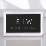 Classic Elegant Modern Minimalist Monogram Name Business Card Holder<br><div class="desc">Elevate your professional image with our Classic Elegant Modern Minimalist Monogram Business Card Holder. This meticulously crafted accessory seamlessly merges timeless elegance with contemporary minimalism, making it an essential tool for any modern professional. Designed with precision and meticulous attention to detail, this business card holder is more than just a...</div>