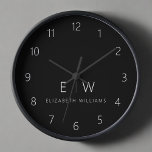 Classic Elegant Modern Minimalist Monogram Name Clock<br><div class="desc">Enhance your home decor with our Classic Elegant Modern Minimalist Monogram Wall Clock. This exquisite timepiece seamlessly combines timeless elegance with contemporary minimalism, elevating your living space to new levels of sophistication. Crafted with precision and meticulous attention to detail, this wall clock is more than just a functional accessory; it's...</div>