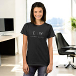 Classic Elegant Modern Minimalist Monogram Name T-Shirt<br><div class="desc">Elevate your style with our Monogram Black White Modern Minimalist Elegant T-Shirt. This wardrobe essential seamlessly blends classic sophistication with contemporary minimalism, making it a versatile and stylish addition to your collection. Crafted with meticulous attention to detail, this T-shirt is more than just clothing; it's a personalized statement. The customizable...</div>