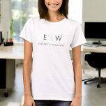 Classic Elegant Modern Minimalist Monogram Name T-Shirt<br><div class="desc">Elevate your style with our Monogram Black White Modern Minimalist Elegant T-Shirt. This wardrobe essential seamlessly blends classic sophistication with contemporary minimalism, making it a versatile and stylish addition to your collection. Crafted with meticulous attention to detail, this T-shirt is more than just clothing; it's a personalized statement. The customizable...</div>