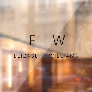 Classic Elegant Modern Minimalist Monogram Name Window Cling