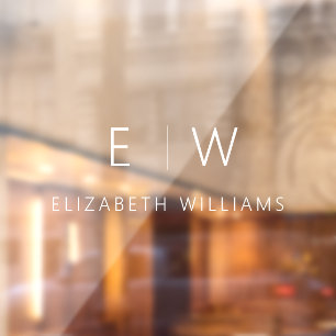 Classic Elegant Modern Minimalist Monogram Name Window Cling