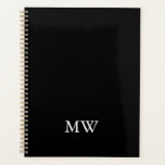 Classic elegant monogram black and white initials planner<br><div class="desc">Elegant custom name or monogram, initials black and white classic simple chic personalized planner. Minimalist, simple, modern, stylish design. White customizable serif text on black solid plain colour background. Check the rest of Brighton Projects collection for matching and coordinating items. Feel free to send a message for questions, colours requests,...</div>