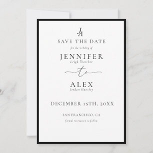 Classic Elegant Monogram Save the Date Invitation