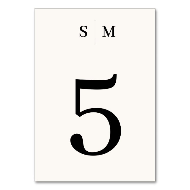 Classic Elegant Monogram White Ivory Wedding Table Number (Front)