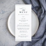 Classic Elegant Navy Blue and White Wedding Menu<br><div class="desc">This Classic Elegant Wedding Menu is simple and versatile. It features a chic navy blue and white design with a monogram,  script details,  simple frame and formal editable text. Click the edit button to customize this design.</div>