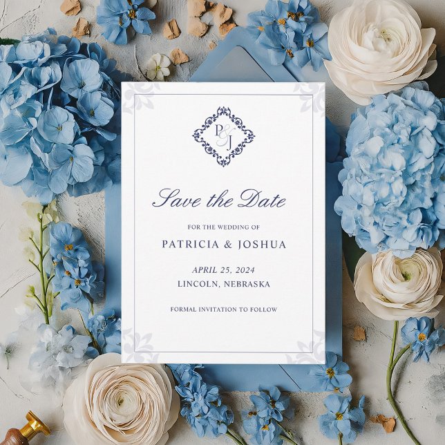 Classic Elegant Navy Blue Save the Date Card (Creator Uploaded)
