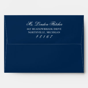 Classic Elegant Navy Blue Wedding Mailing Envelope