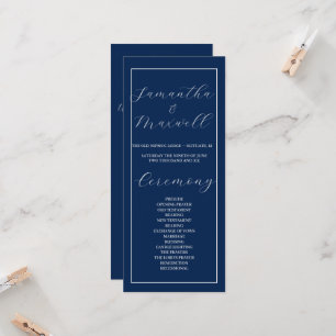 Classic Elegant Navy Blue wedding Program 