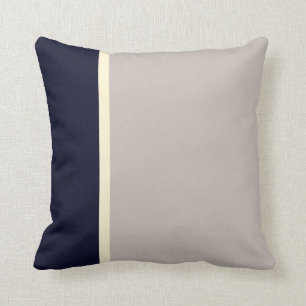 Classic Elegant Navy Grey Elegant Stripes Throw Pillow