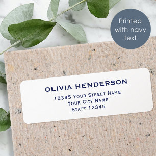 Classic & Elegant Navy White Return Address