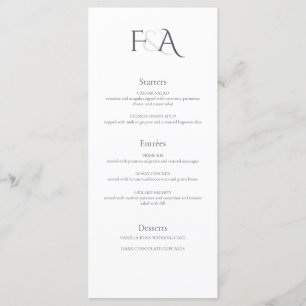 Classic Elegant Neutral Ampersand Monogram Wedding Menu