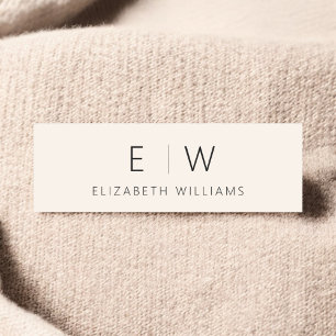 Classic Elegant Neutral Minimalist Monogram Name Tag