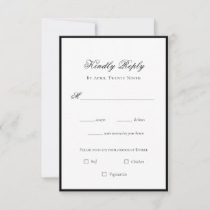 Classic Elegant noir & blanc mariage carte RSVP