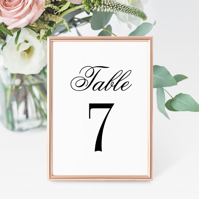 Classic Elegant Noir Blanc Mariage Numéro de table (Créateur téléchargé)