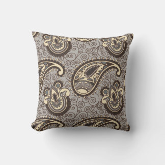 Classic Elegant Paisley | Storm and Cream Throw Pillow