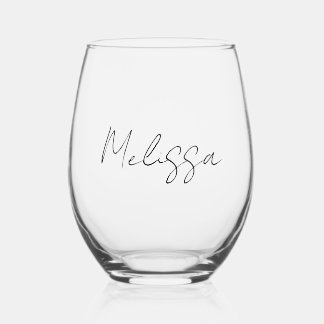 Classic Elegant Personalized Calligraphy Stemless Wine Glass