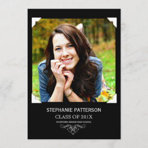 Classic Elegant Photo Graduation Invitation Black