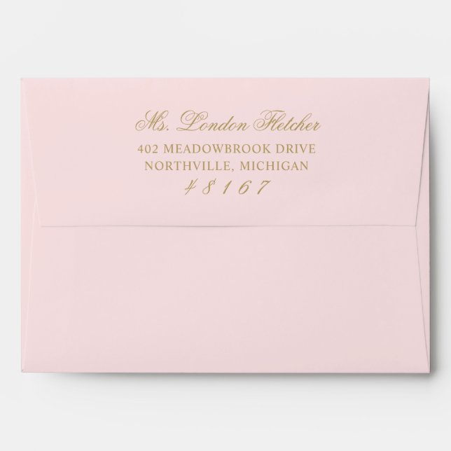 Classic Elegant Pink and Gold Wedding Mailing Envelope (Back (Top Flap))