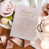 Classic Elegant Pink Gold Wedding Bridal Shower