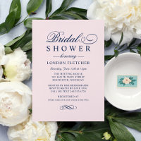 Classic Elegant Pink Navy Wedding Bridal Shower