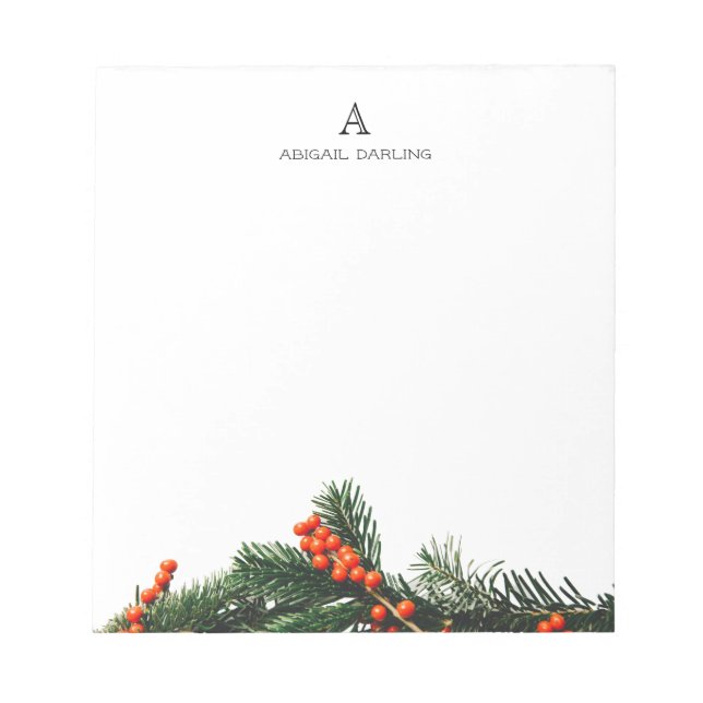 Classic Elegant Professional Monogram Pine  Notepad (Front)