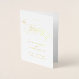 Classic Elegant Real Foil Wedding Program Booklet Card