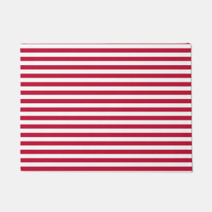 Classic Elegant Red White Stripe Pattern Doormat