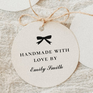 Classic Elegant Ribbon Bow Handmade with Love by Rubber Stamp
