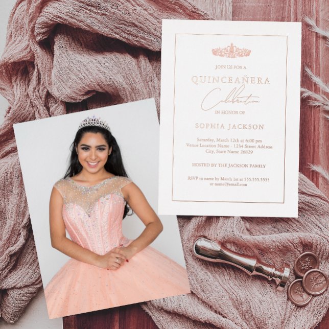 Classic Elegant Rose Gold Photo Quinceanera  (Creator Uploaded)