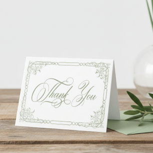 Classic Elegant Sage Floral Frame Photo Wedding Thank You Card