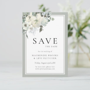 Classic Elegant Sage Green Floral  Save The Date