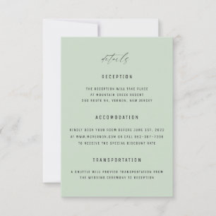 Classic Elegant Sage Green Wedding Enclosure Card