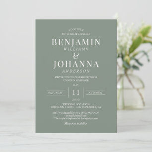 Classic Elegant Sage Green Wedding Invitation