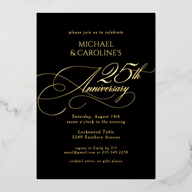 Classic Elegant Script 25th Wedding Anniversary (Front)